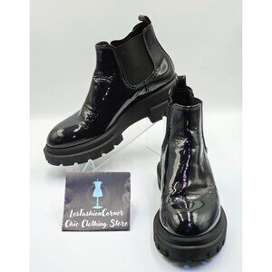 AGL Women's Black Patent Leather Maxine Chelsea Boots Made in Italy Sz 10.5  268